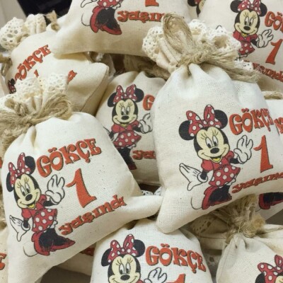 Minnie mouse temalı doğum günü kutlamalı lavanta kesesi - 