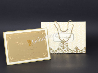 Modern Desenli Davetiye - GD2006 - Gelin Damat