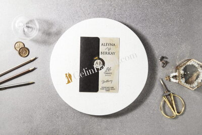 Modern Desenli Şık Davetiye - GD7134 - Gelin Damat