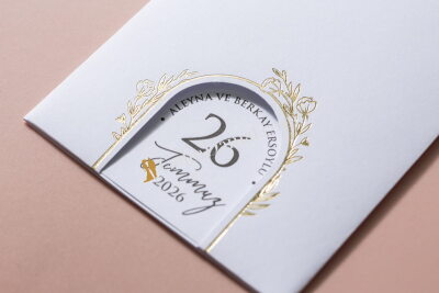 Modern Detaylı Zarif Davetiye - GD7130 - Gelin Damat