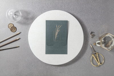 Modern Katlamalı Siyah Davetiye - GD7116 - Gelin Damat