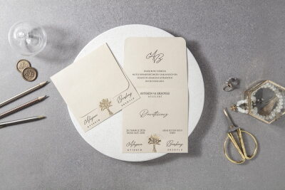 Modern Katlamalı Zarif Davetiye - GD7107 - Gelin Damat