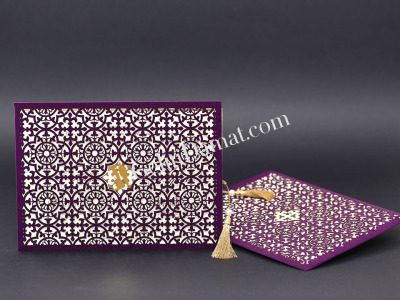 Mürdüm Özel Kesim Desenli Modern Davetiye - GD2025 - Gelin Damat