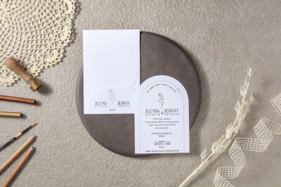 Oval Kesim Desenli Davetiye - GD7083 - Gelin Damat