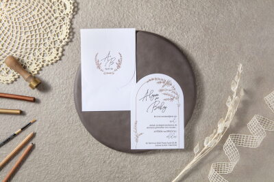 Oval Kesimli Modern Davetiye - GD7095 - Gelin Damat