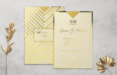 Özel Beyaz Baskılı Desenli Davetiye - GD1215C - Gelin Damat Davetiye