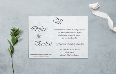 Özel Beyaz Ofset Desenli Davetiye - GD1222C - Gelin Damat Davetiye