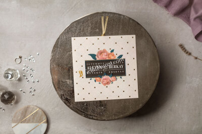 Özel Çiçek Desenli Modern Davetiye - GD8424 - Gelin Damat