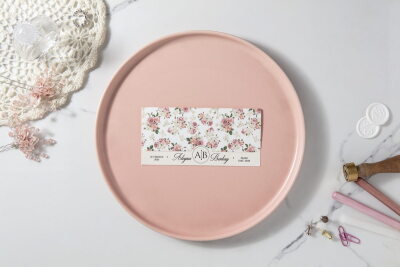 Özel Çiçek Detaylı Şık Davetiye - GD7047 - Gelin Damat