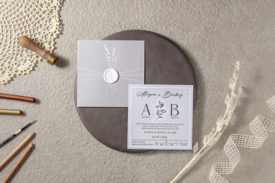 Özel Desenli Zarif Davetiye - GD7119 - Gelin Damat