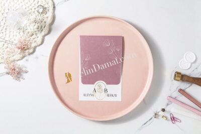 Zarif Desenli Şık Davetiye - GD7138 - Gelin Damat