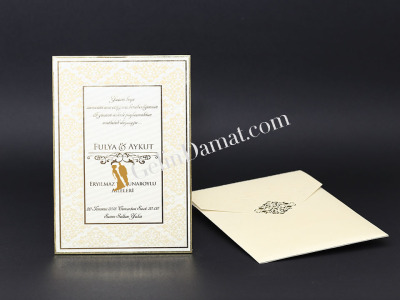 Özel İşlemeli Zarif Davetiye - GD2027 - Gelin Damat