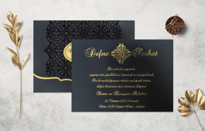 Özel Kalın Sıvamalı Davetiye - GD1203C - Gelin Damat Davetiye
