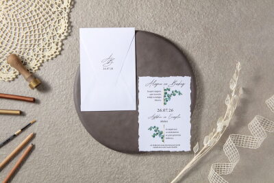 Özel Kesimli Çiçek Detaylı Modern Davetiye - GD7096 - Gelin Damat