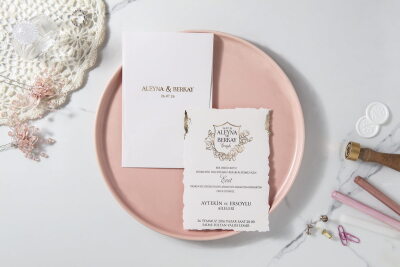 Özel Kesimli Şık Davetiye - GD7084 - Gelin Damat