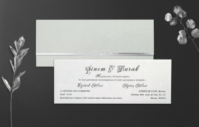 Özel Beyaz Desenli Davetiye - GD1241C - Gelin Damat Davetiye