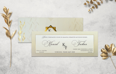 Beyaz Desenli Düğün Davetiye - GD1248C - Gelin Damat Davetiye