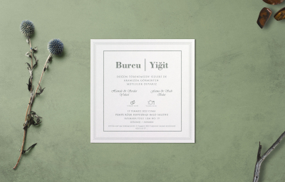 Beyaz Desenli Düğün Davetiye - GD1262C - Gelin Damat Davetiye