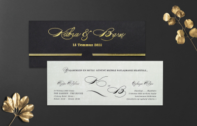 Siyah - Beyaz Desenli Davetiye - GD1242C - Gelin Damat Davetiye