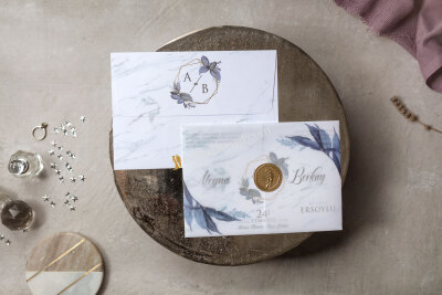 Özel Şeffaf Detaylı Desenli Davetiye - GD8425 - Gelin Damat