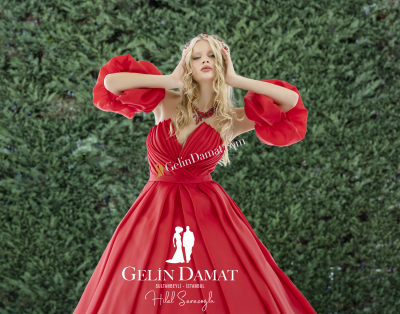 Özel Tasarım Kırmızı Gelinlik - 