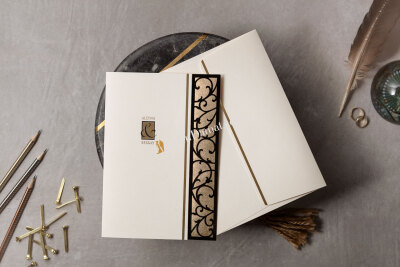 Özel Zarf Detay Desenli Davetiye - GD8435 - Gelin Damat