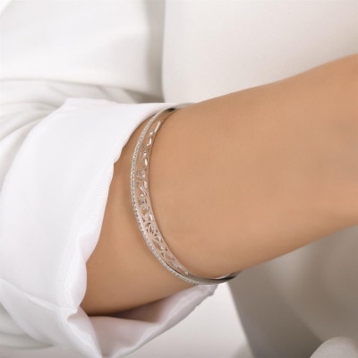 Pırlanta Motif Desenli Tasarım Kelepçe Bileklik Modeli - Gelin Damat Diamond