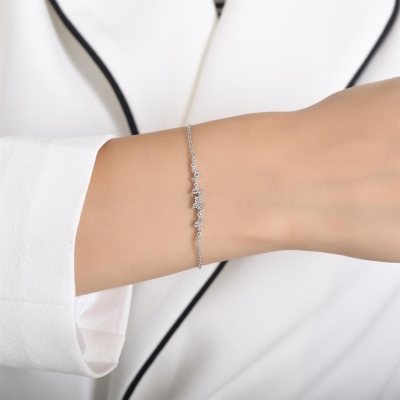 Pırlanta Özel Şık Tasarım Zincirli Bileklik - Gelin Damat Diamond