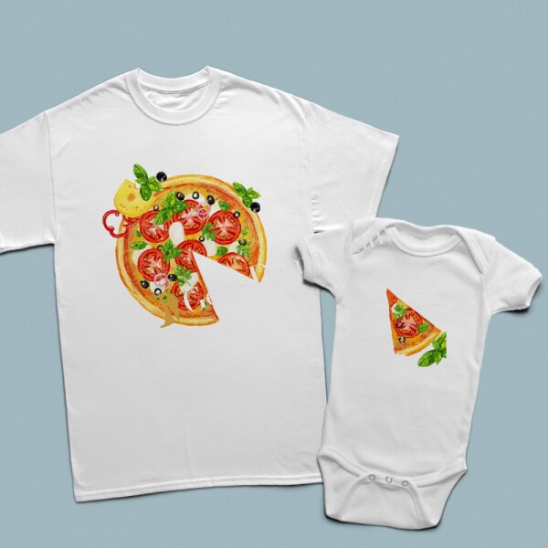 Pizza dilimi - Baskılı Tişört ve Bebek Zıbını - 1