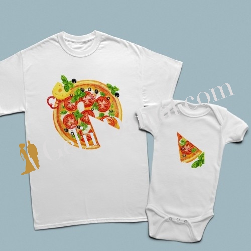 Pizza dilimi - Baskılı Tişört ve Bebek Zıbını - 2