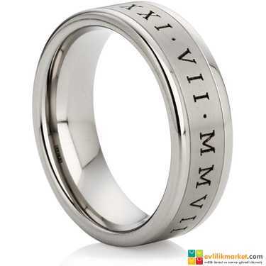 Roma Rakamlı İsim Yazılı Alyans Modeli - 7 mm - 8 gram - Gelin Damat Alyans