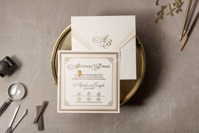 Sade Kabartmalı Davetiye - GD8382 - Gelin Damat