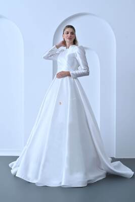 Sade Tesettür Gelinlik - 1011 - Gelin Damat