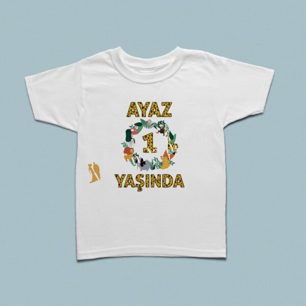 Safari temalı doğum günü kutlamalı çocuk t-shirt - 1