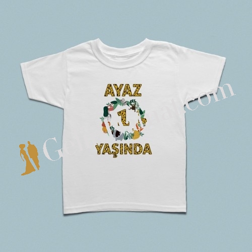 Safari temalı doğum günü kutlamalı çocuk t-shirt - 3