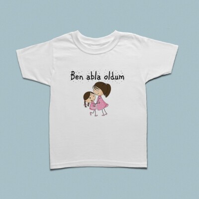 Sarılan kızlar temalı ben abla oldum çocuk tshirt - 