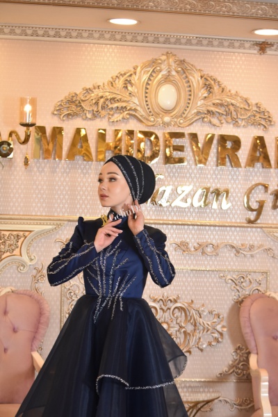 Seçil Lacivert Tesettür Abiye - 2