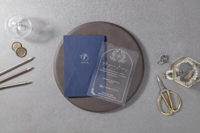 Şeffaf Detaylı Modern Davetiye - GD7079 - Gelin Damat