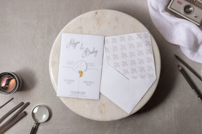 Şeffaf Zarflı Modern Davetiye - GD8398 - Gelin Damat