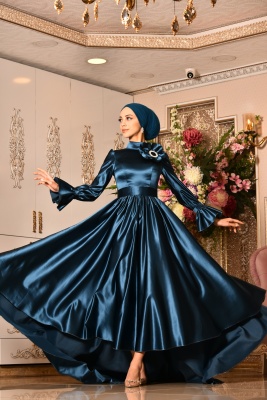 Seniha Mavi Tesettür Abiye - GELİN DAMAT