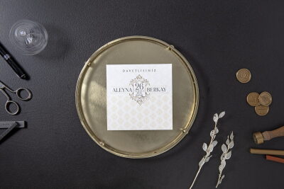 Şık Desenli Modern Davetiye - GD7126 - Gelin Damat