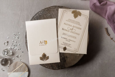 Şık Desenli Şeffaf Davetiye - GD8429 - Gelin Damat