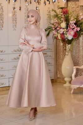 Pembe Renkli Tesettür Abiye - GELİN DAMAT