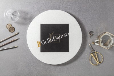 Siyah Altın Yaldızlı Minimal Davetiye - GD7165 - Gelin Damat