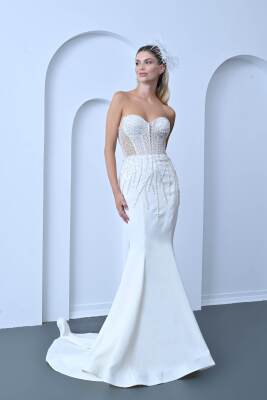 Balık Etek Desenli Gelinlik - 1025 - Gelin Damat