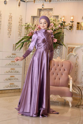 Sümbül Lila Tesettür Abiye - GELİN DAMAT