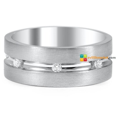 Taşlı Gümüş Alyans Modeli - 2