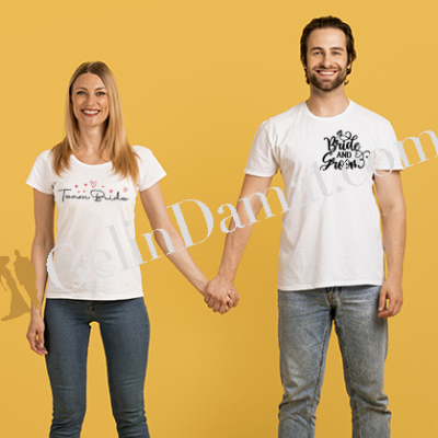 Team Bride Kadın Tişörtü & Bride and Groom Erkek Tişört - Gelin Damat
