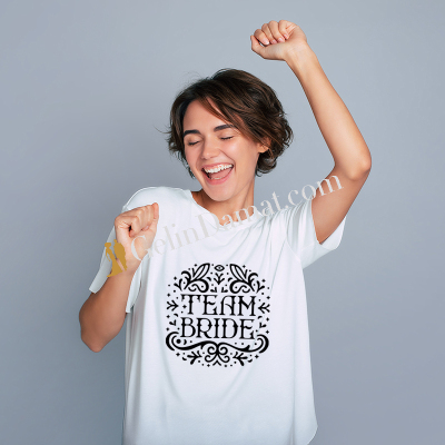 Team Bride Özel Desenli Kadın Tişört - Gelin Damat