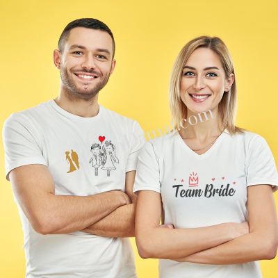 Team Bride & Wedding Couple Çift Tişört Seti - Gelin Damat